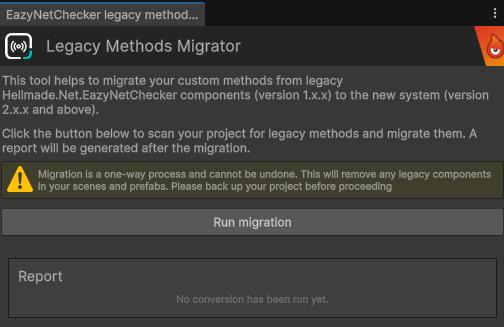 Legacy methods migrator window