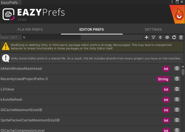 Editor prefs tab