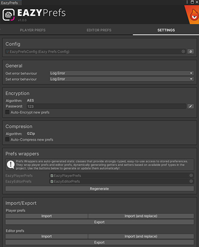 Settings tab